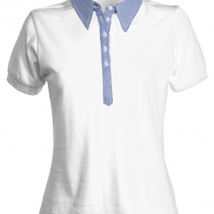 Polo col chemise manches courtes Femme blanc