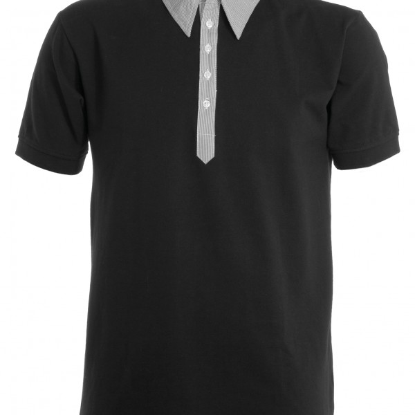 Polo col chemise manches courtes Homme noir gris