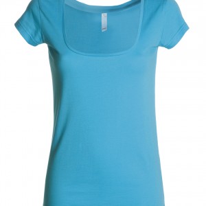 Tee shirt Femme col carré ample turquoise