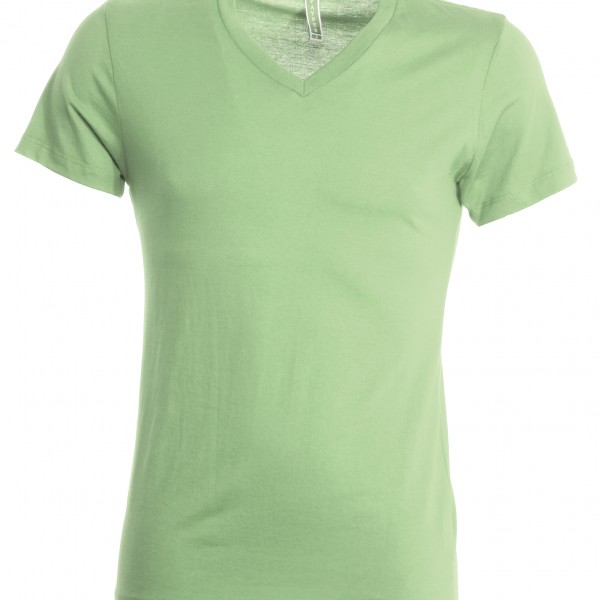 Tee shirt uni col V vert